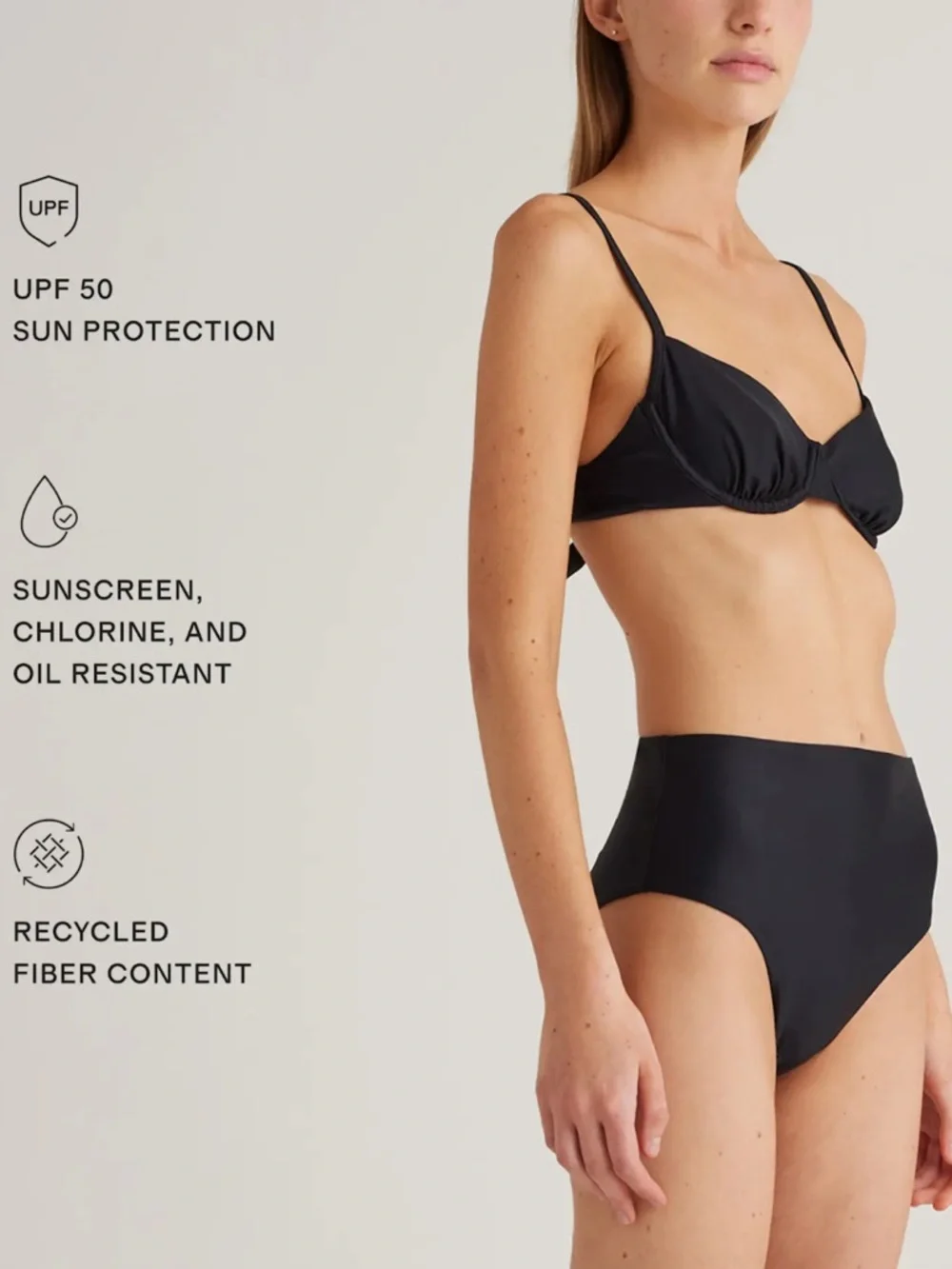 Quince Black High Rise Bikini Bottom XL NWT Classic Swim High Waist - Picture 8 of 9